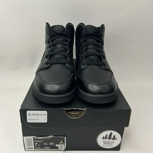 Nike Air Jordan 1 Mid GS “Deep Black Nubuck Swoosh” 2023 - Picture 2 of 5